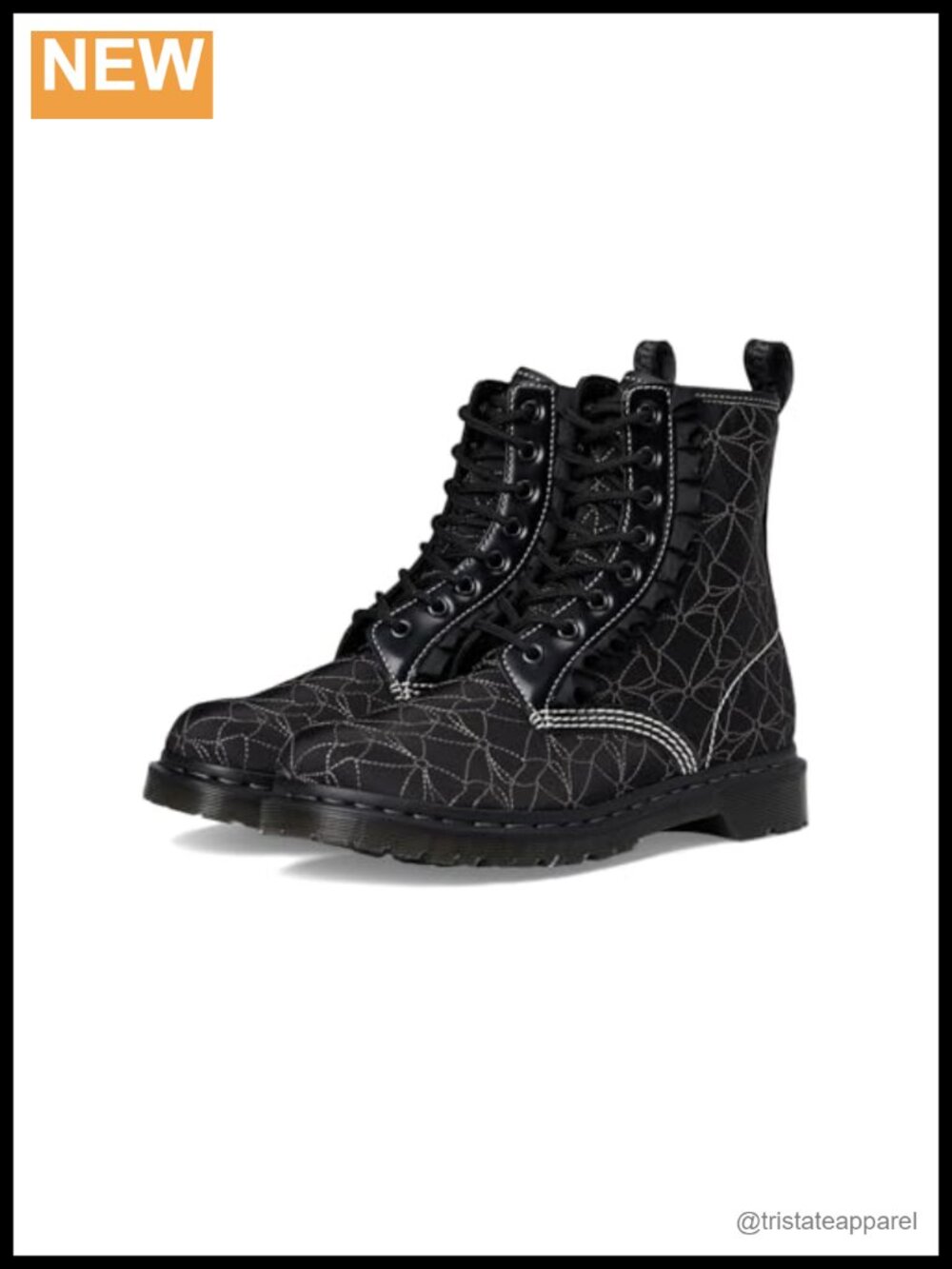 Women's 1460 Frill Combat Boot Textile & Buttero Leather Lace-Up Ankle Boot